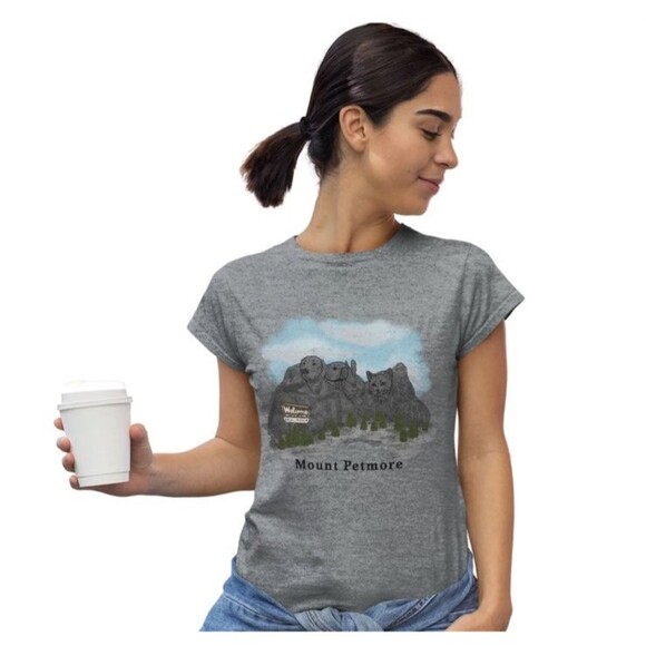 Gray T-Shirt Womens Small Mount Petmore Shirt Fitted T-Shirt S Tee Novelty A1 - Picture 3 of 5